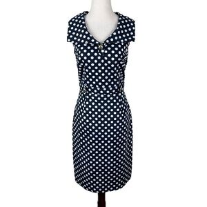 Tahari ASL Navy /White Polka Dot Dress